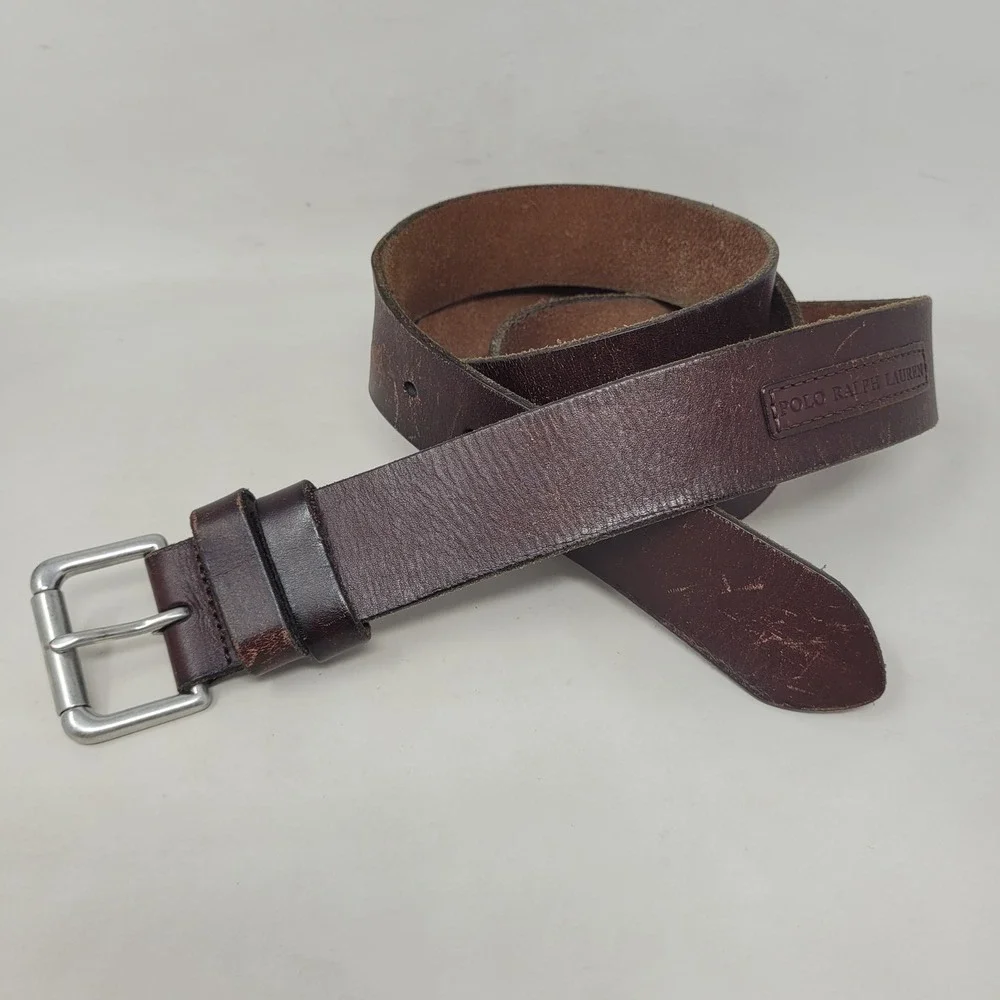 Polo Ralph Lauren Belt 48 Brown Leather Preppy Heritage Casual Everyday Cowboy